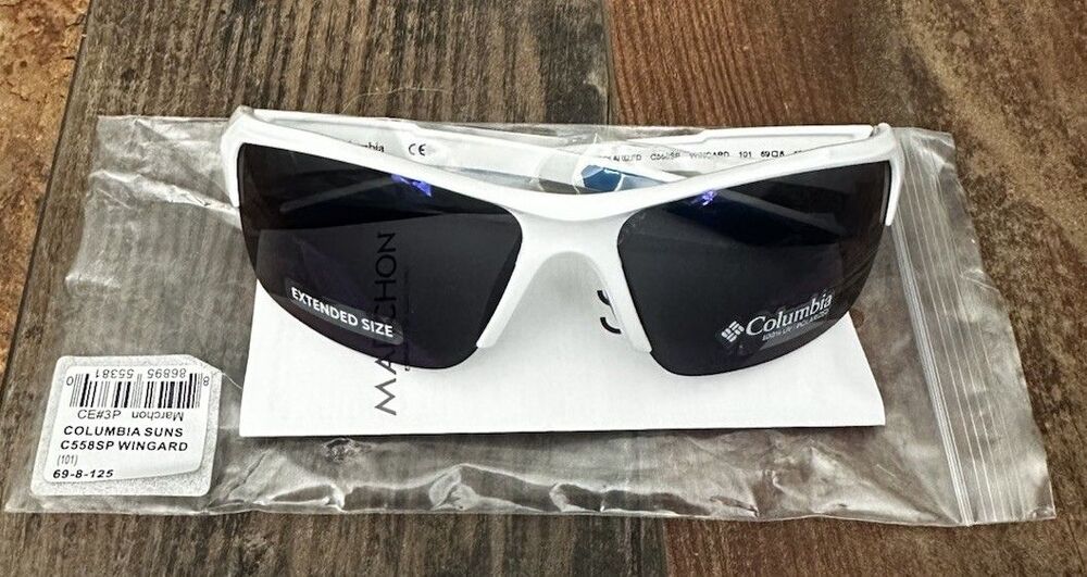 Columbia Sunglasses WINGARD White w Blue Mirror Lenses Baseball Snow Ski